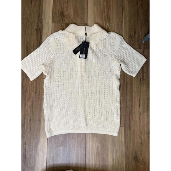 NWT! rag & bone Vivi Open Stitch Polo Cream Size XS - Picture 6 of 7